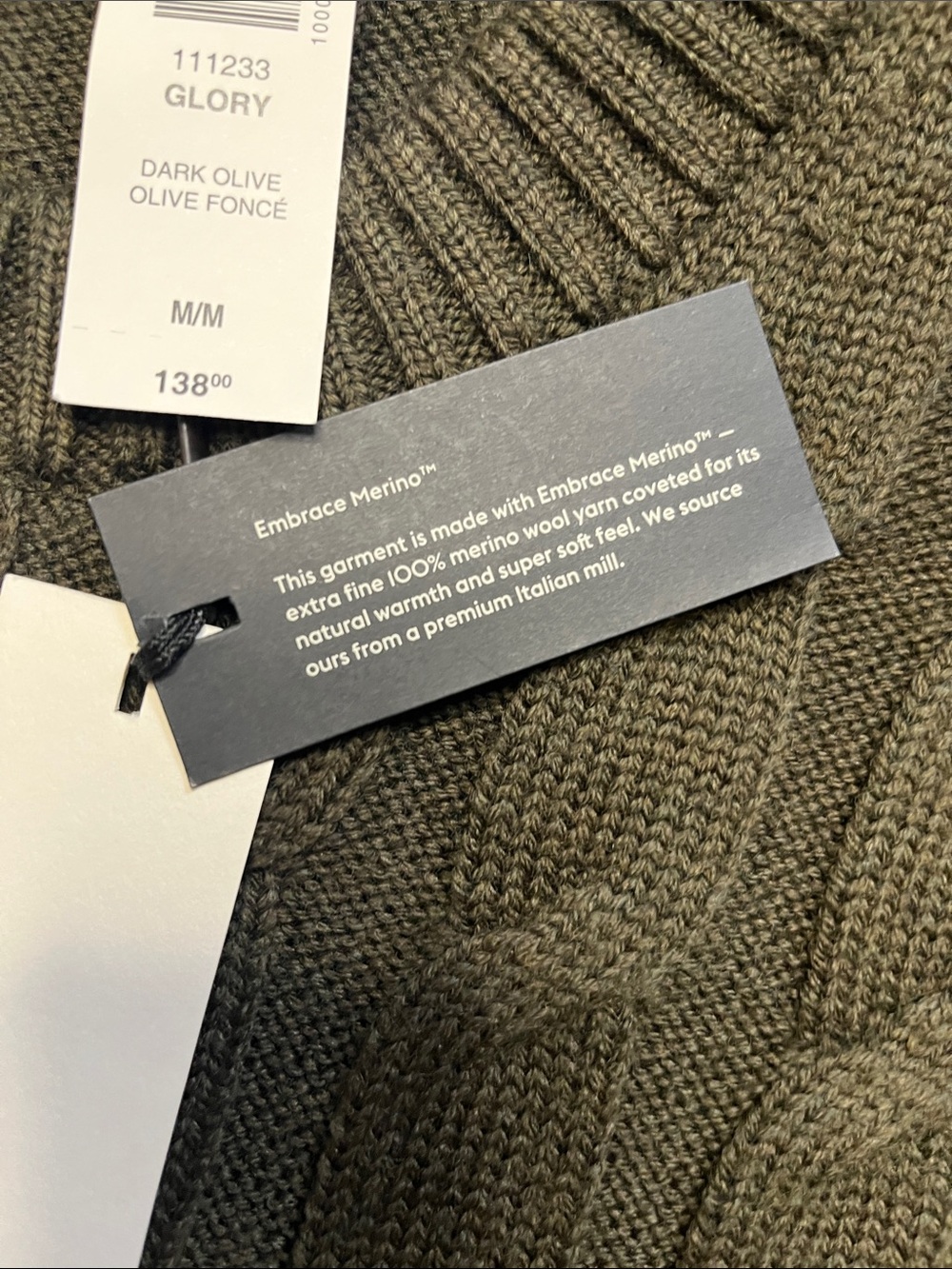 NWT Aritzia Glory Merino Wool Sweater – Dark Olive – Oversized Crewneck – Size M - Picture 4 of 8
